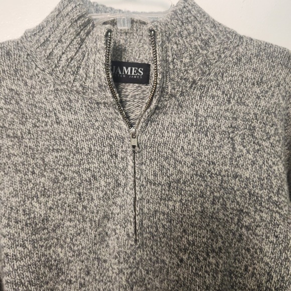 Peter James Pure New Shetland Wool Gray Heather 1/4 Zip Mock Neck‎ Sweater XXL - Picture 3 of 13